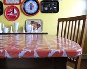 Elasticized Laminated Cotton Tablecloth for SMALL SQUARE Tables -- Custom Made -- bpa and pvc free