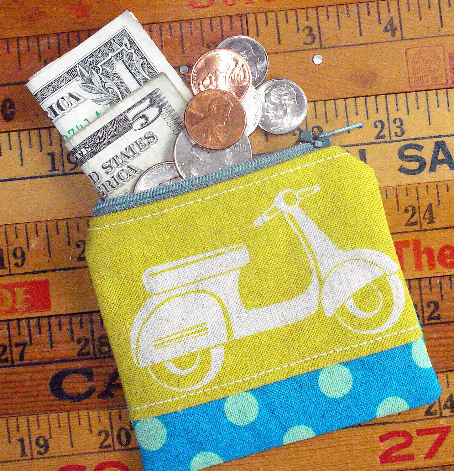 Scooter - Japanese Linen Fabric Zipper Pouch