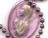 Mothers of Teens and Other Wild Children, St. Monica Patron Saint Medal on Raspberry Ball Chain