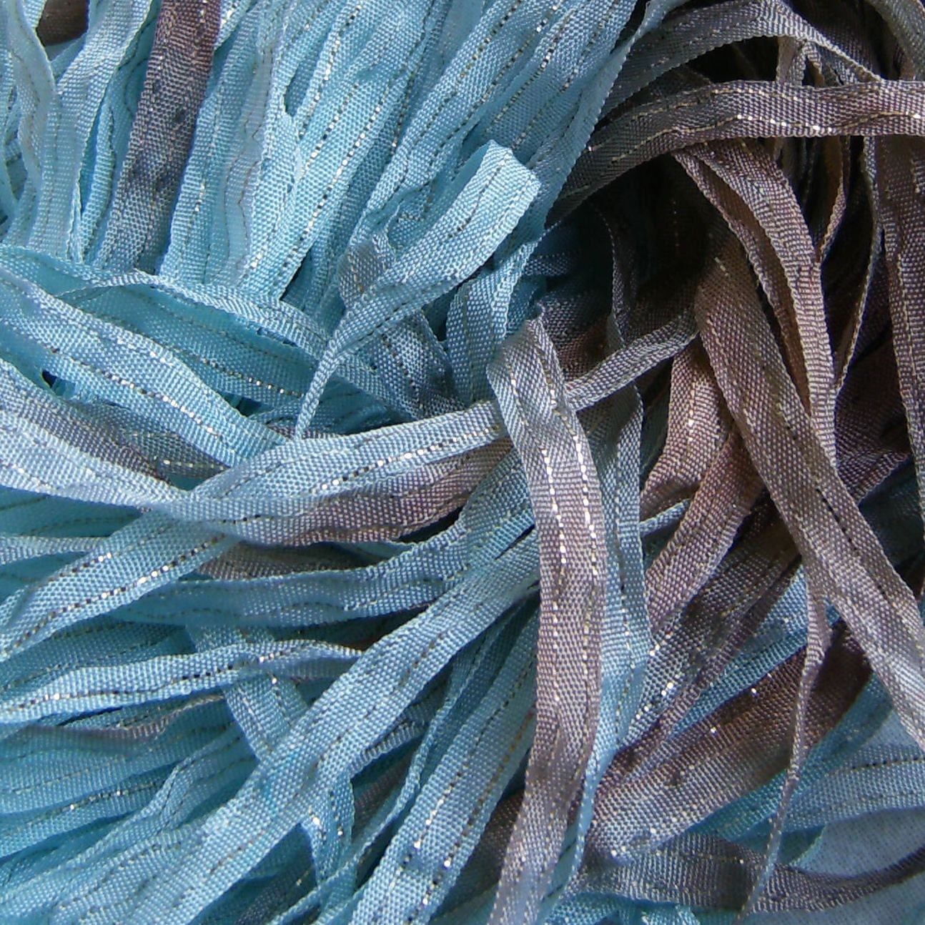 Hand Dyed Ribbon  BEACHSIDE  dazzle 5 YARDS