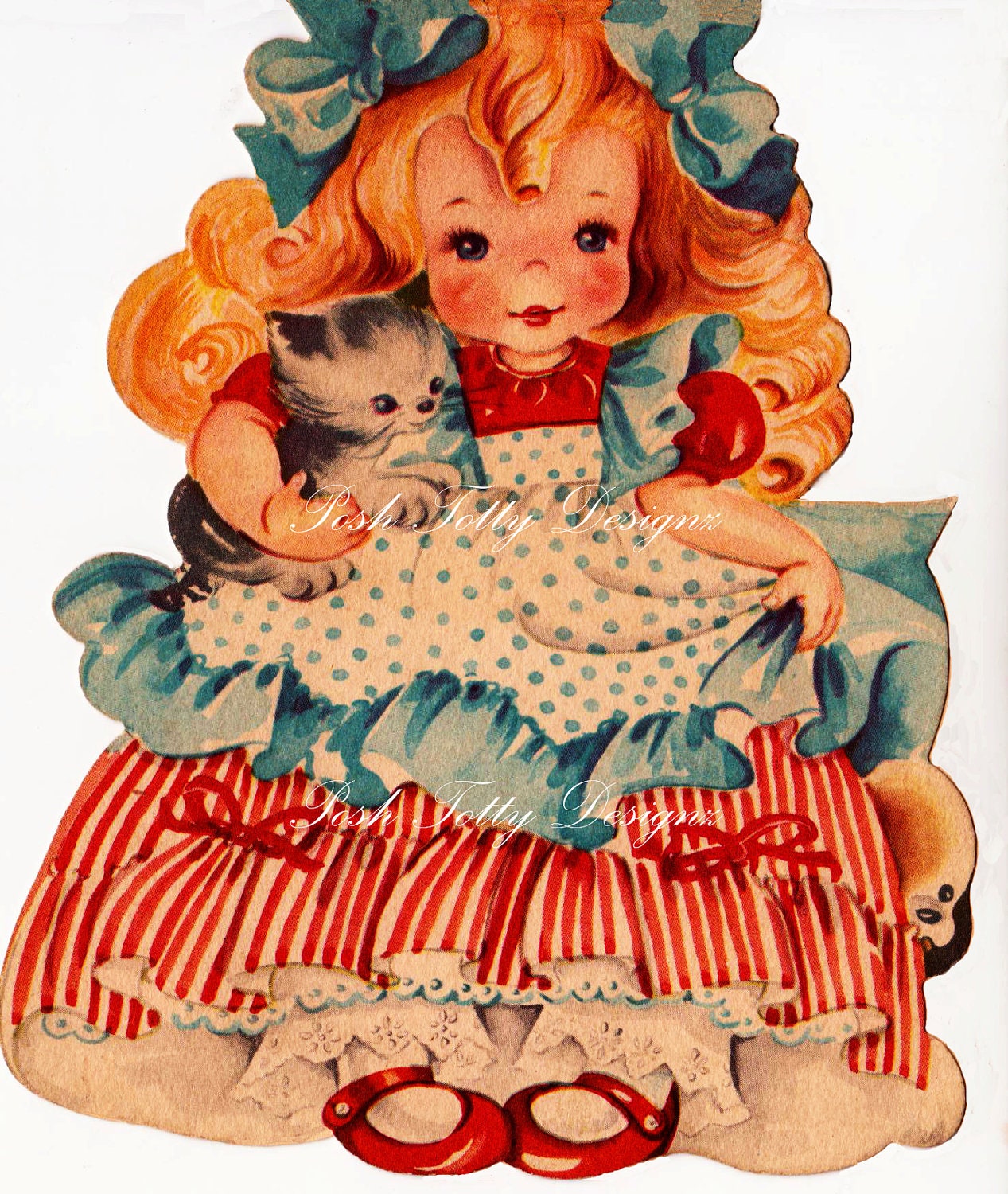The Little Girl Who Had A Little Curl Vintage Greetings Card Digital Download Image (260a)