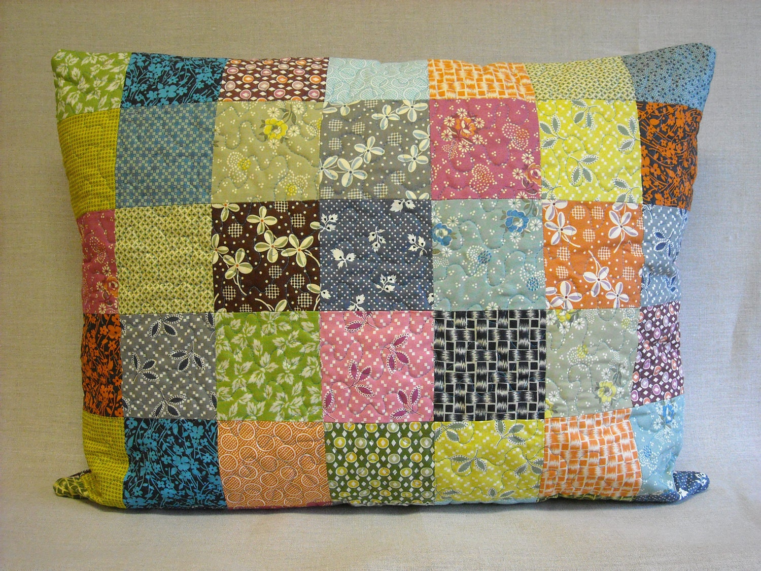 Patchwork  Quilt Pillow Sham - Standard Bed Pillow Sham