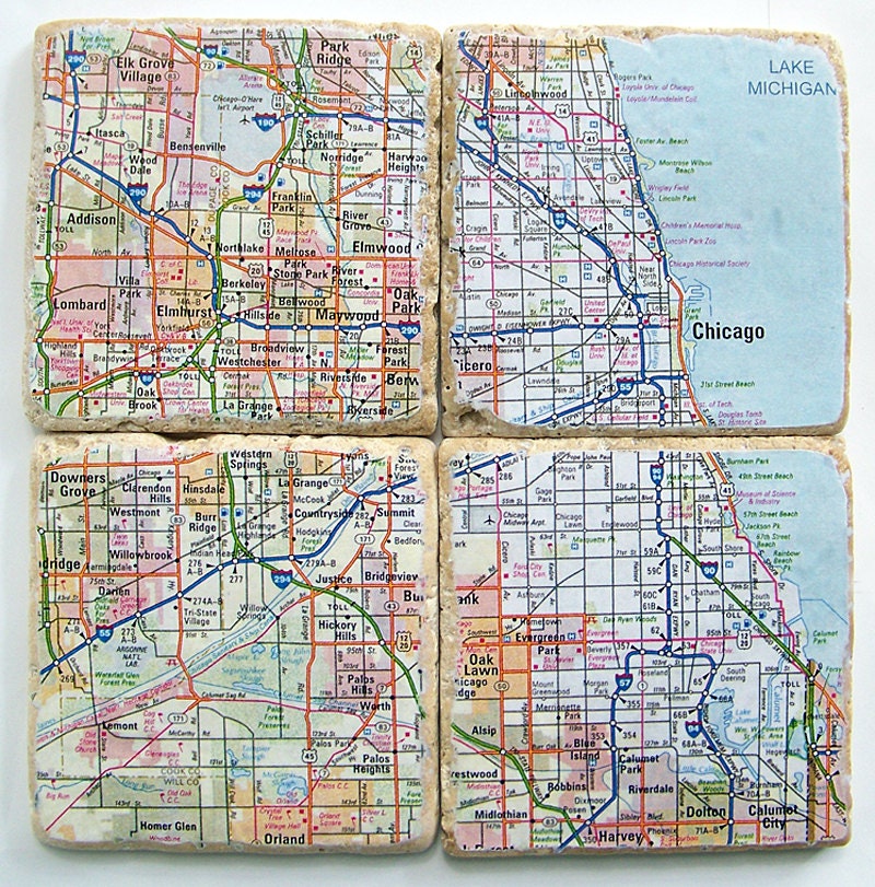 Chicago Map Coasters