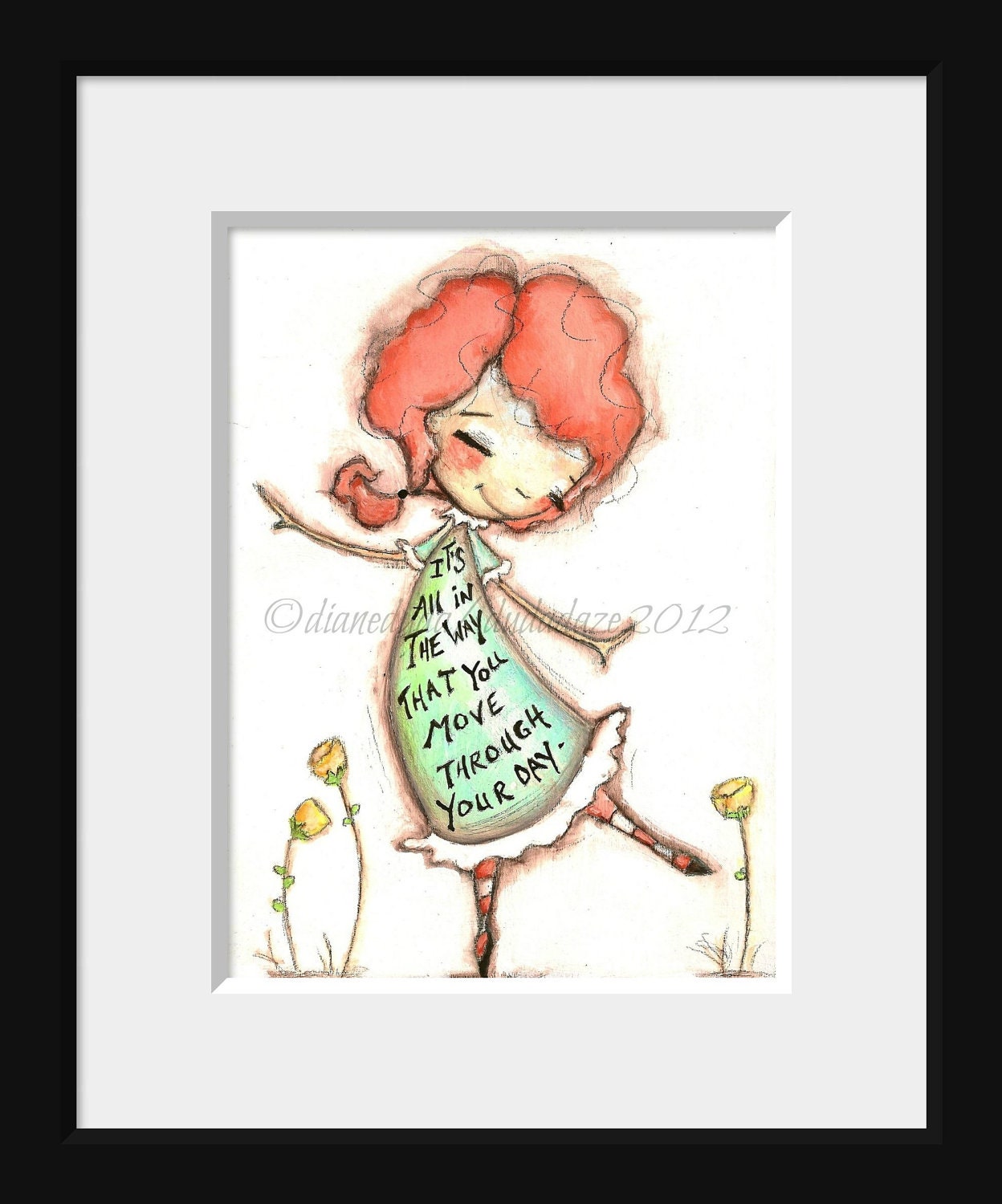 Print of my original folk art childrens painting - The Way You MOve