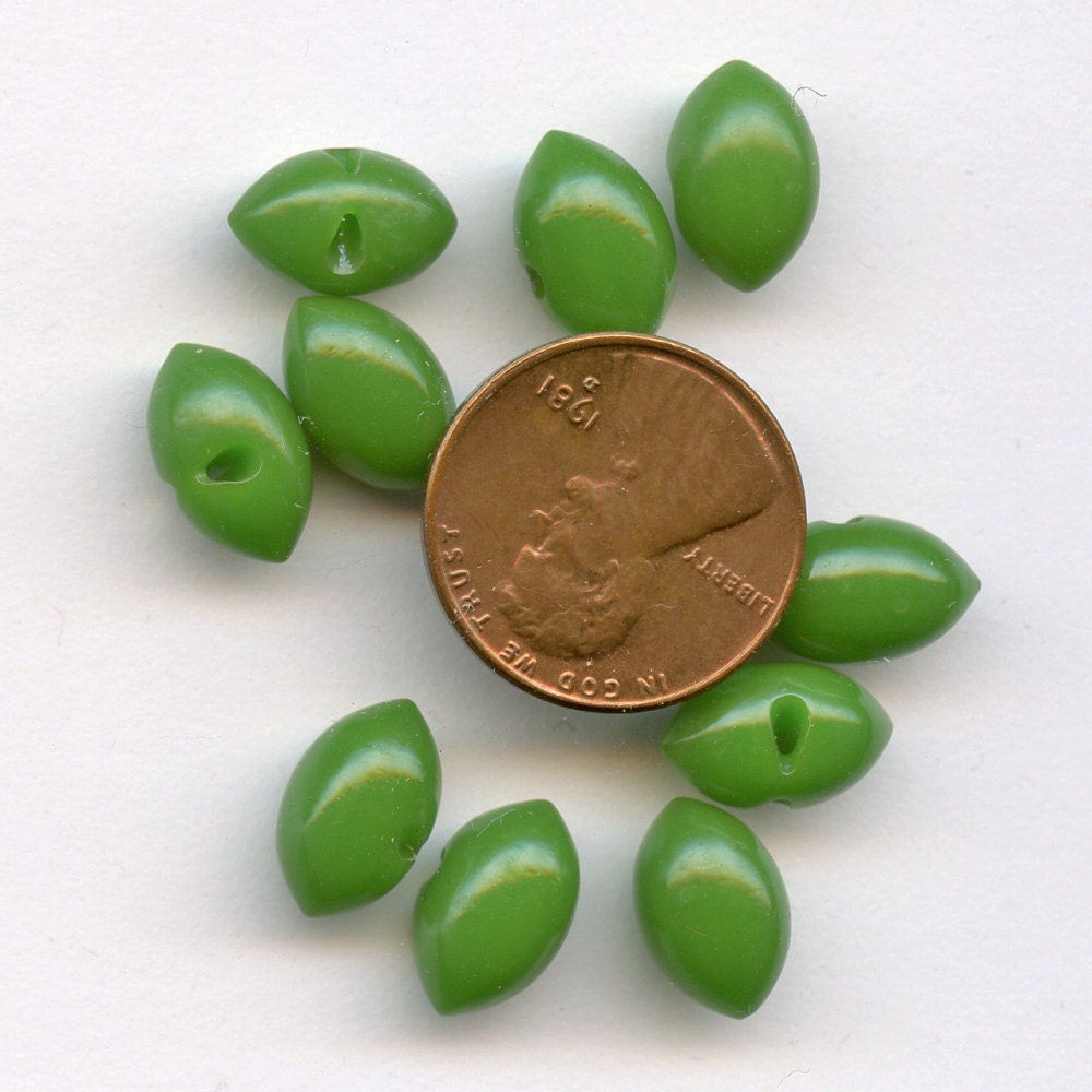 SMALL GREEN  Buttons 1940s Vintage  Set of 10 Art Deco Casein Oval  Buttons 1/2  inch size MORE AVAlLABLE