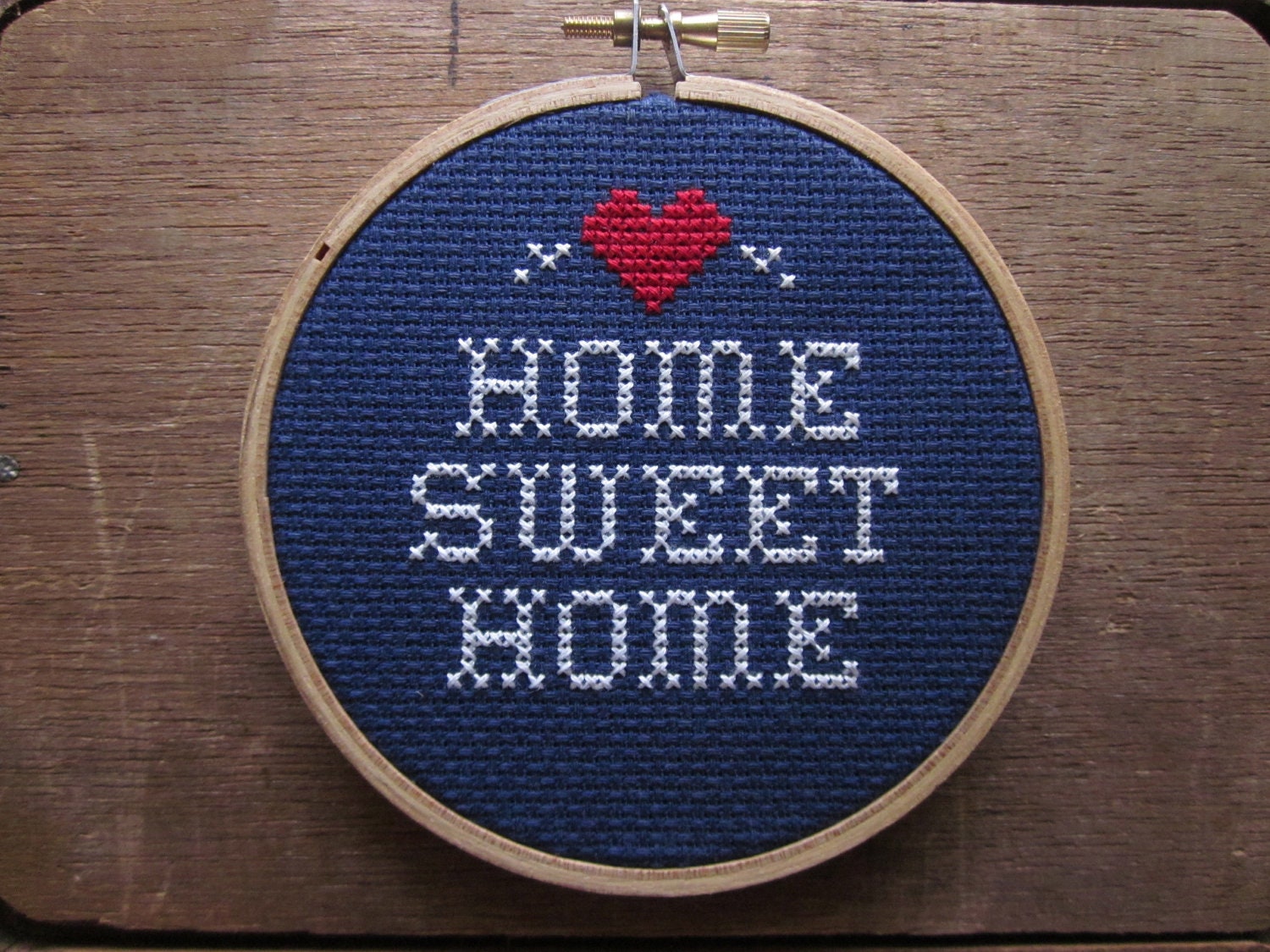 do it yourself x-stitch pattern and materials kit (home sweet home) blue OR red background fabric