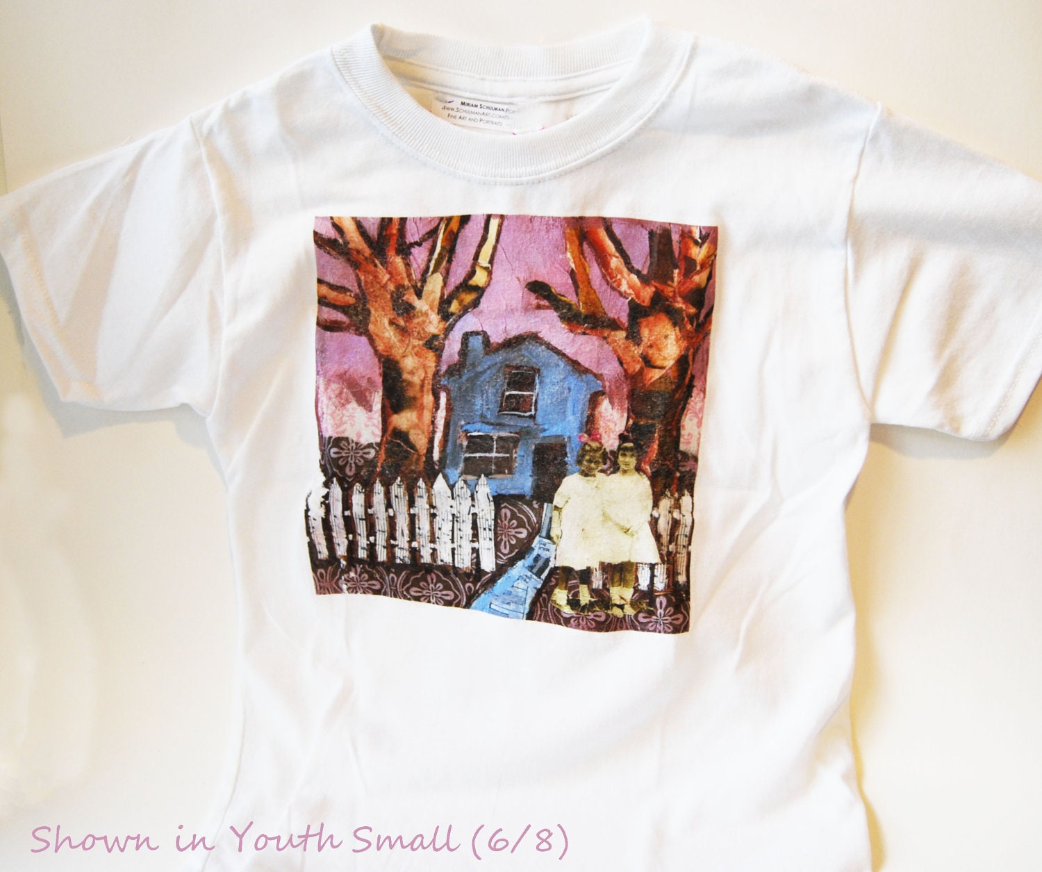 art T shirt girls vintage style painting hand painted clothing teen tween women