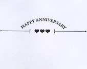 Happy Anniversary arrows and hearts, letterpress card, typography