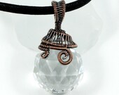 Copper Wrapped Crystal Ball Prism Necklace