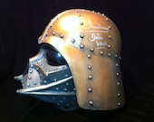 David Prowse Signed Steampunk DARTH VADER Helmet  Bronze and Copper Battle  Bashed