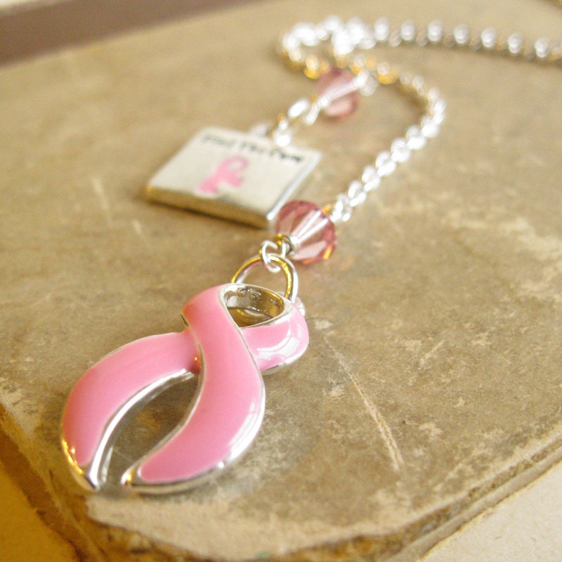 Find The Cure Breast Cancer Awareness bookmark Pink robbon crystal