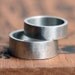 Wide wedding band - rustic texture - sterling silver - wedding ring set - recycled - rock texture - unisex wedding bands