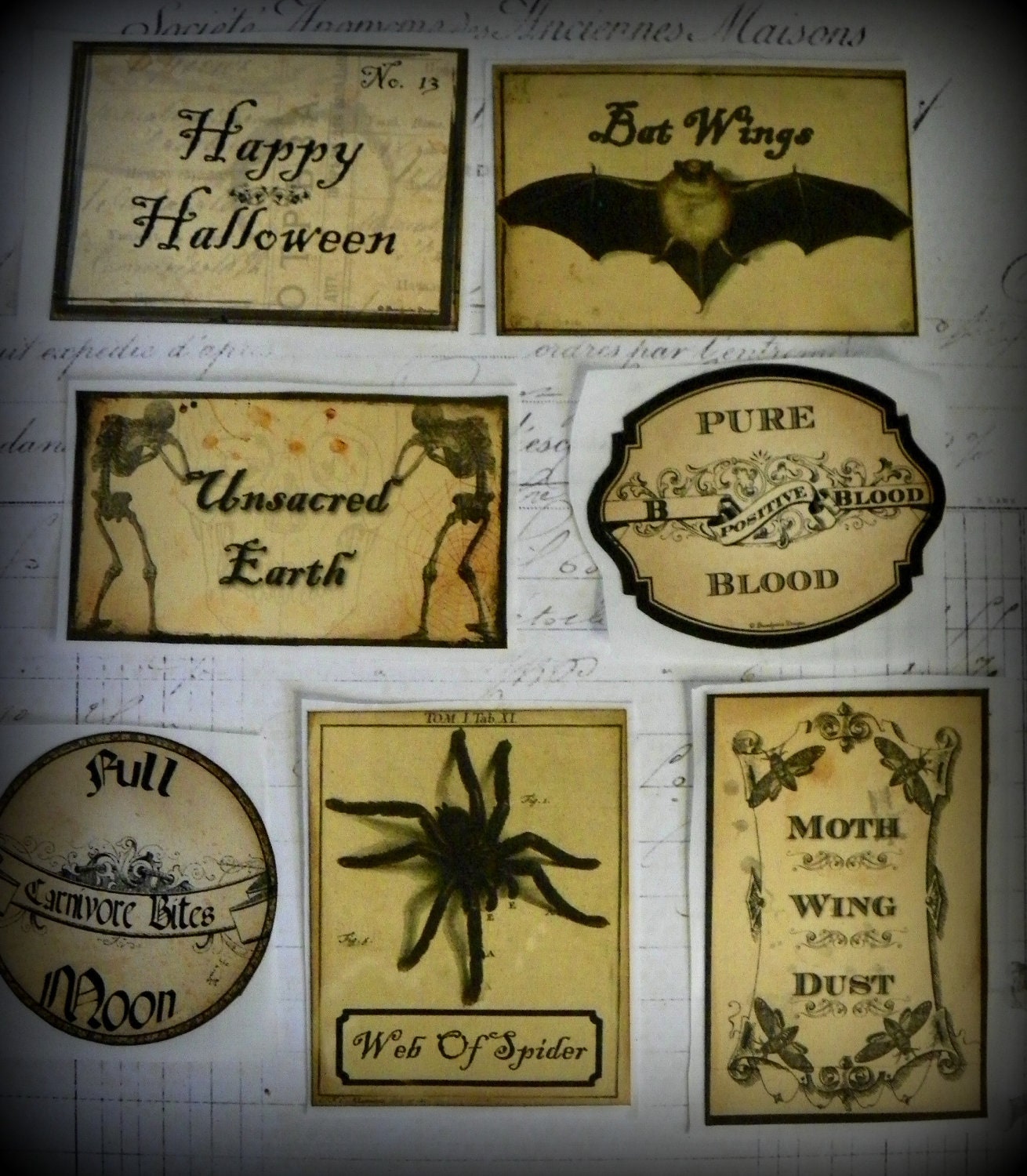 SMALL Mix-Vintage Style Halloween Apothecary Label