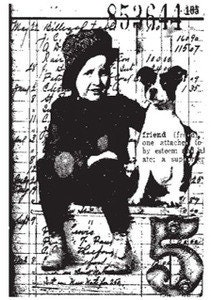 Tim Holtz Rubber Stamp BEST FRIENDS Boy Dog Stampers Anonymous V1-1094