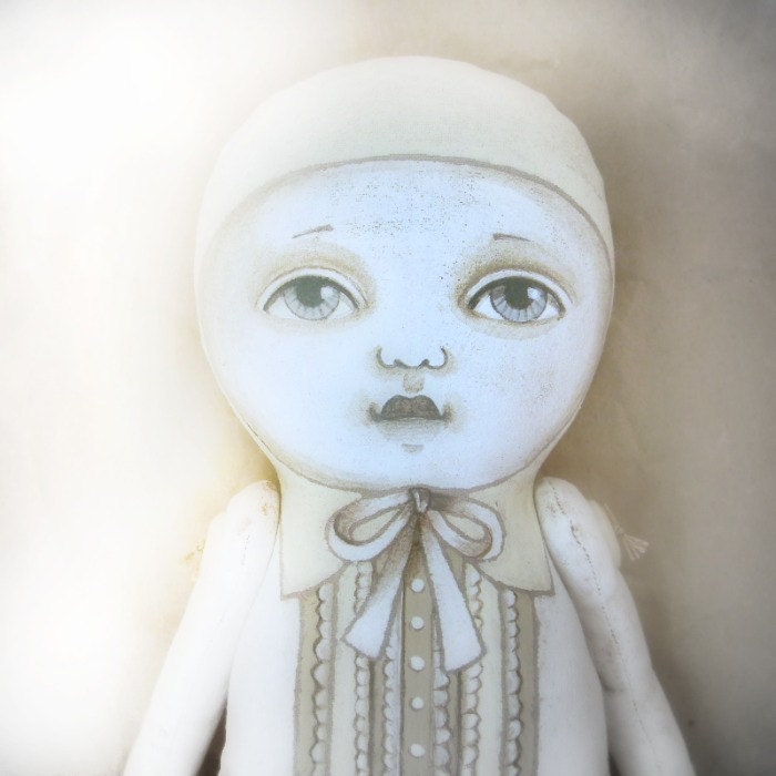 Ghost Doll -- Halloween Hand Painted Cloth Original Primitive Folk Art OOAK