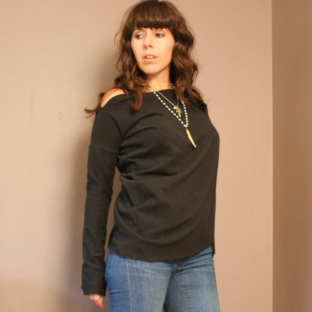 cotton asymmetrical sweatshirt in french terry - made to order