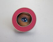Barbie Doll Eye Pin with Bubblegum Pink Resin
