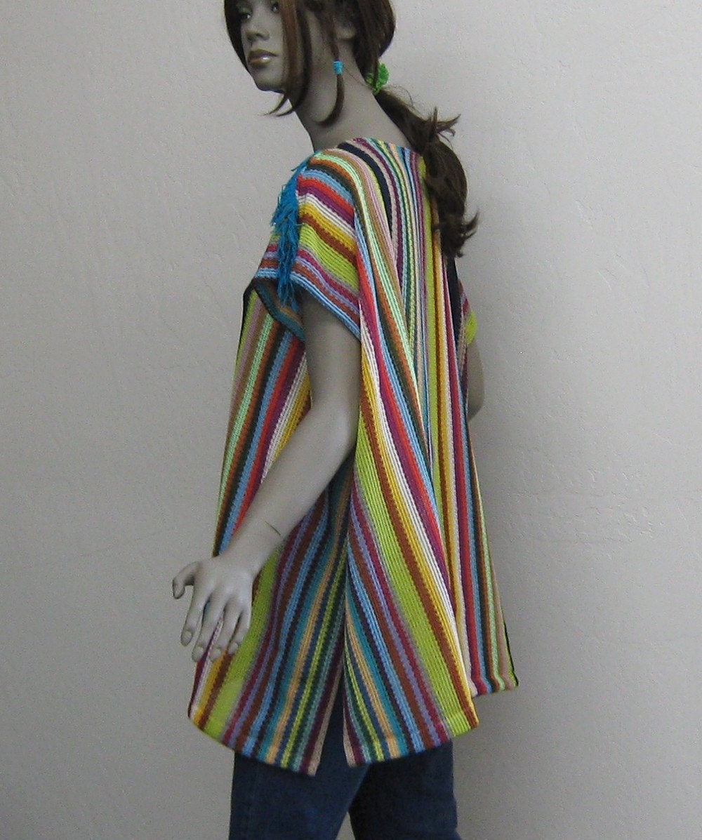 Inka style Poncho tunic flutter Kimono Blouse Shirt handmade free size