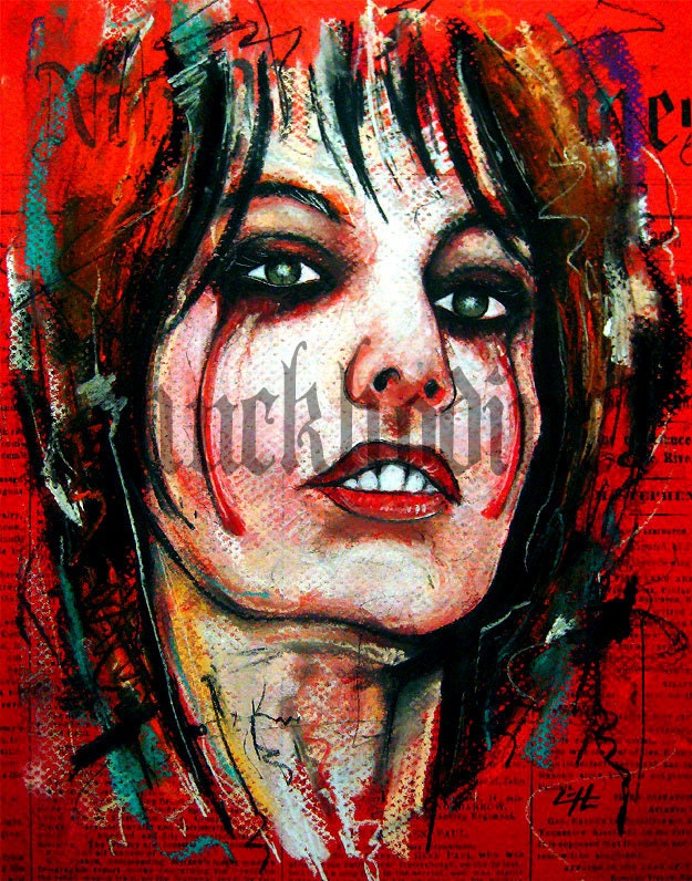 Print 8x10" - You're becoming a fading memory - Crying Tears Love Red Female Pretty Lowbrow Abstract Surreal Woman Girl Pop Art Surreal