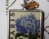 Hydrangea, Paris,  Jewelry Charm, Necklace Steampunk, Bridesmaid