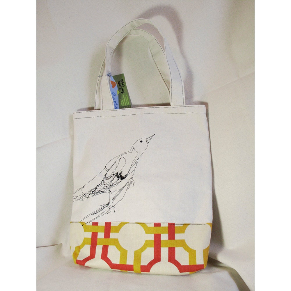 Baltimore Oriole Embrodiered Birdy Bird Tote Bag