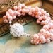Blush Pink Pearl Wedding Bracelet, Bridesmaids Pearl Bracelet, Bridal Chunky Pearl Bracelet with Silver Rhinestone