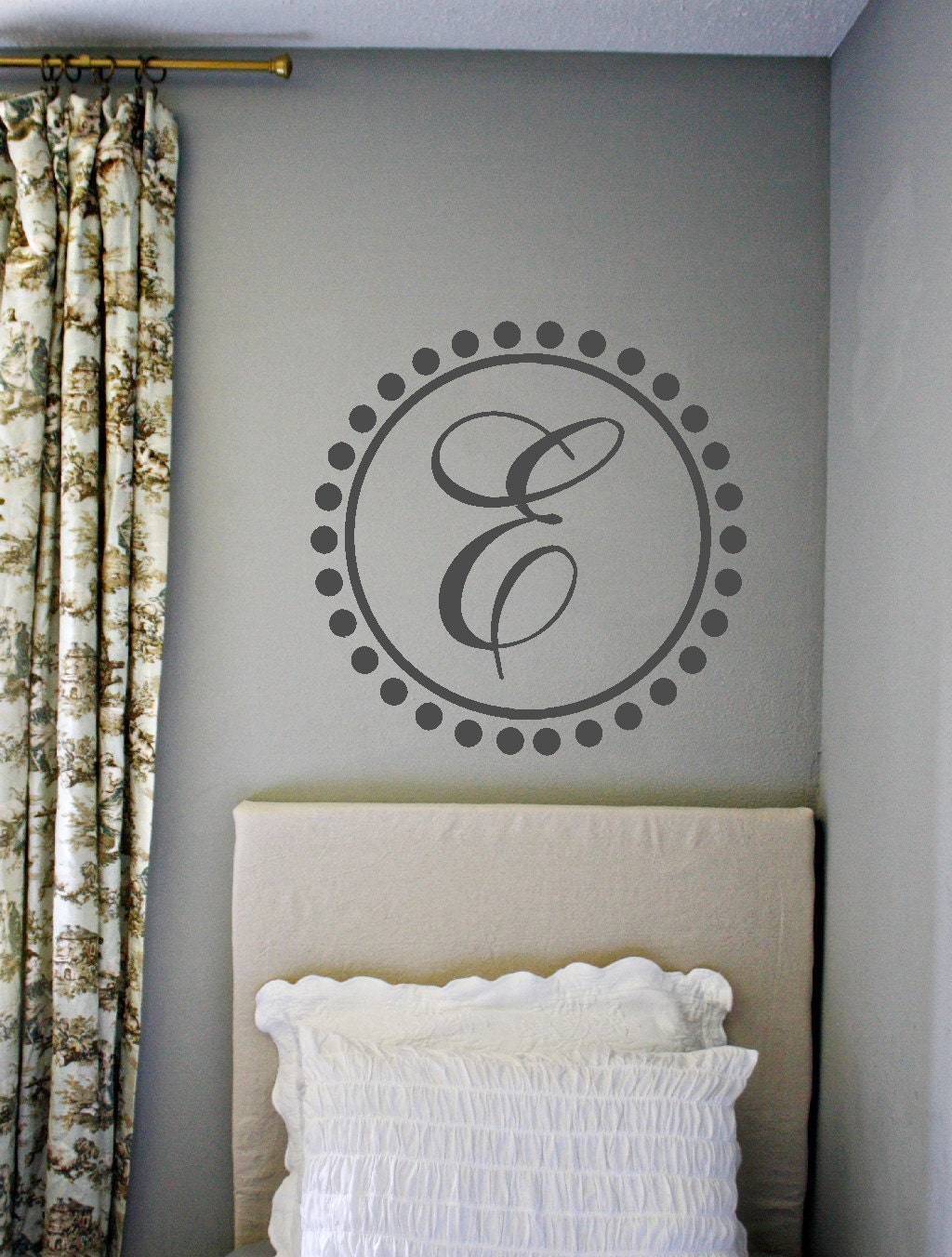 Calligraphic Edward Monogram (Vinyl, Decal, Vynal, Vinal, Wall Lettering, Sticker, Art, boys, girls, last name, married, large, wedding)