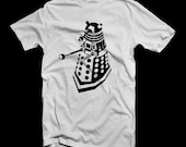 Doctor Who Inspired Dalek Art AMERICAN APPaREL shirt Sizes S M L XL grey black or white Unisex Mens or Womens