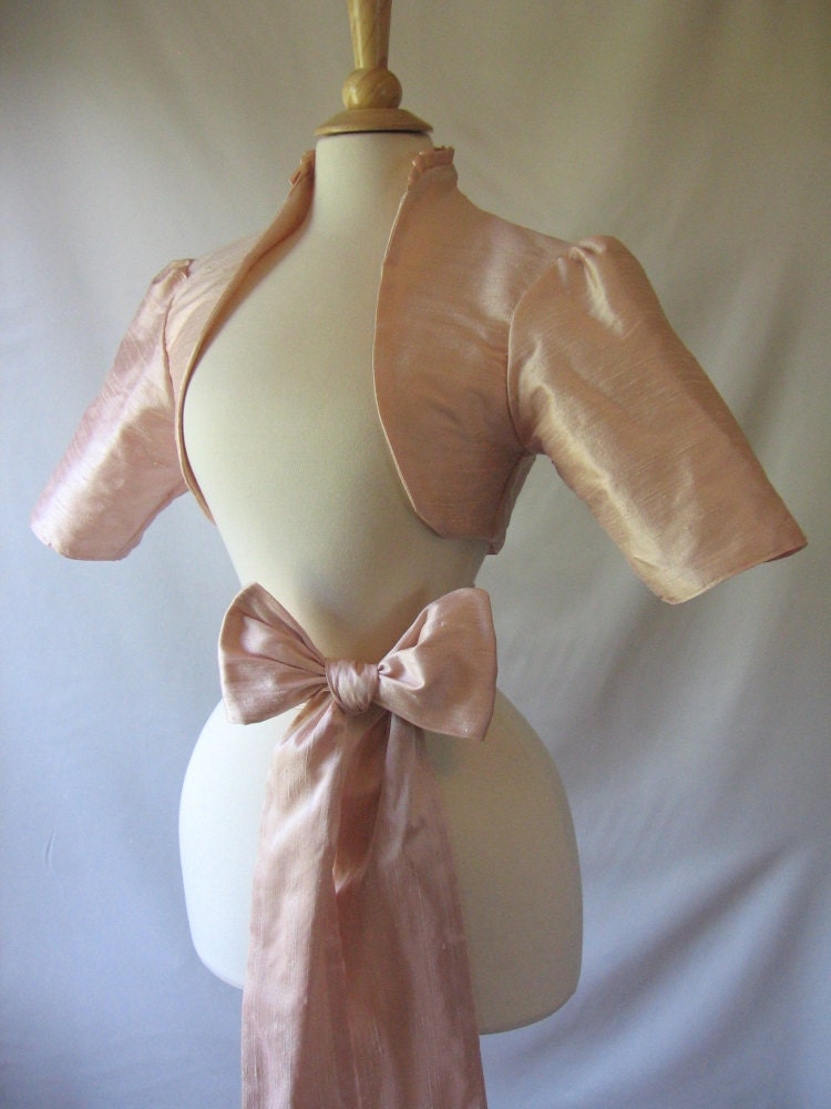 Gilda Vintage Wedding Silk Bridal Shrug Bolero - Custom Made to Order Bride Gown Accessory for Brides