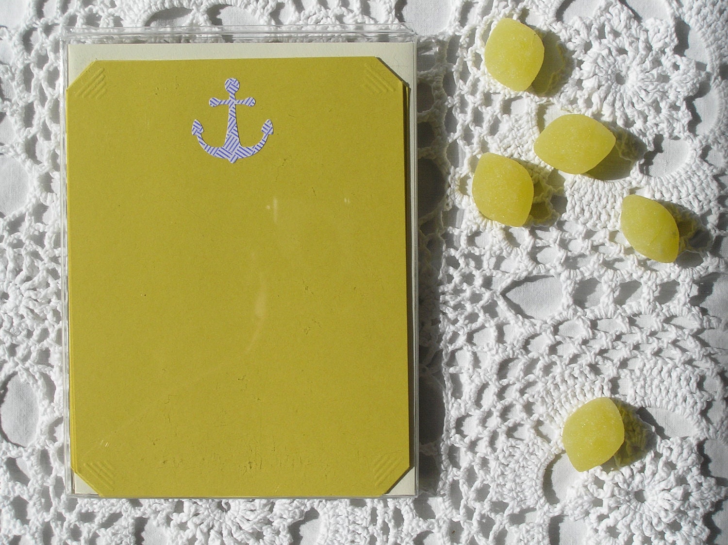 Upcycled Nautical Anchor Stationery, Boys, Girls, Kids, Children, Babies, Men, Yellow & Blue, Sailor, Preppy