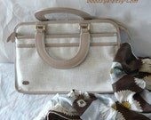 Vintage Satchel Purse Briefcase PHILLIPPE Canvas n Leather 1980s Handbag