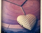 heart locket necklace - decorative brass
