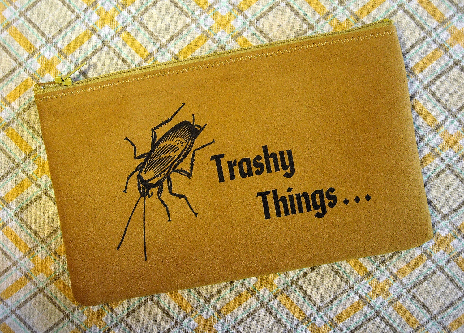 Zipper Pouch - Pencil Case - Ultrasuede - Honey Gold - Trashy Things