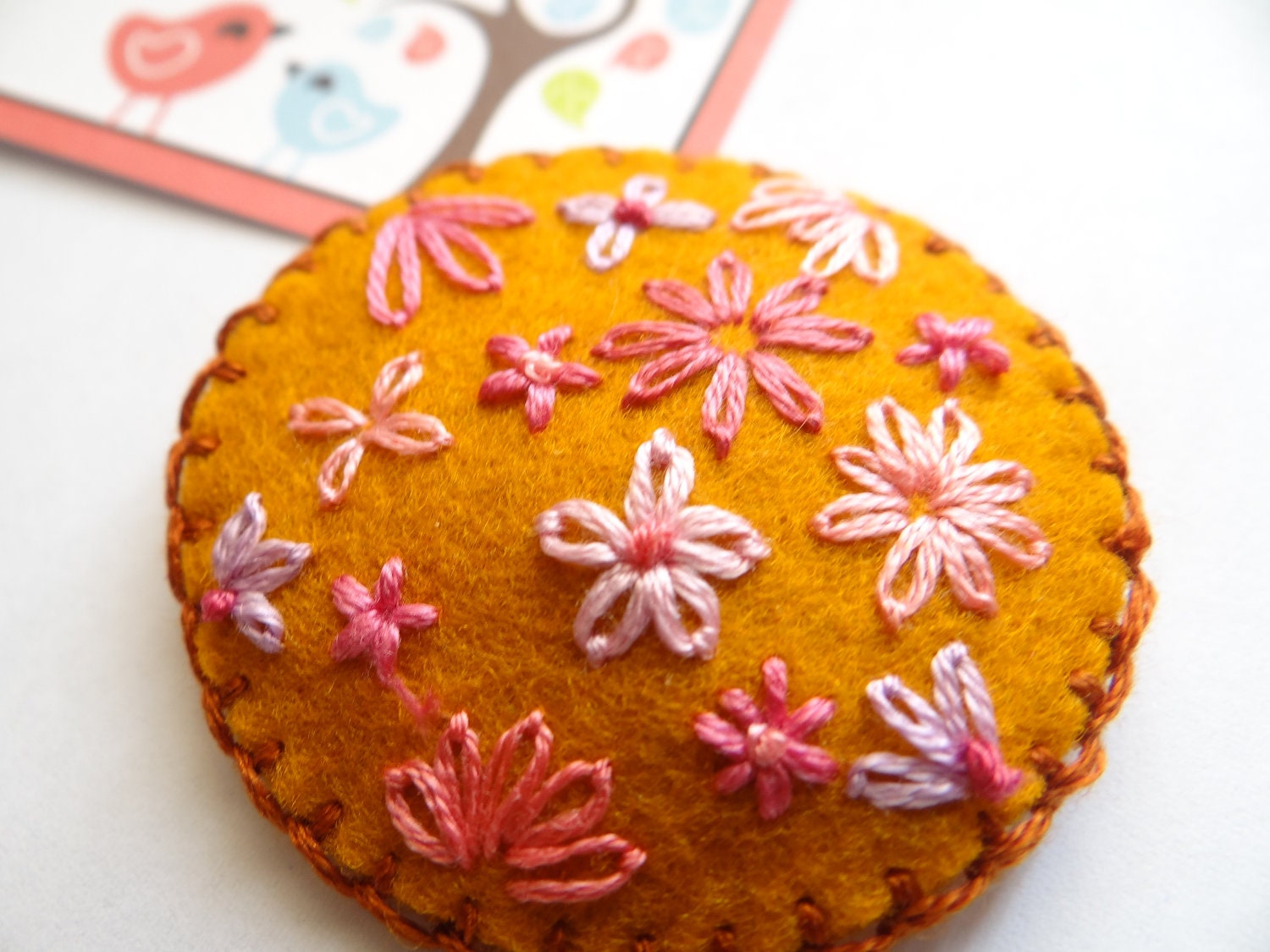 Hand Embroidered Holland Wool Felt Hair Clip