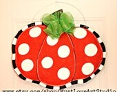 Fall Autumn Pumpkin Burlap Door Hanger Decoration HUGE - Polka Dots Halloween