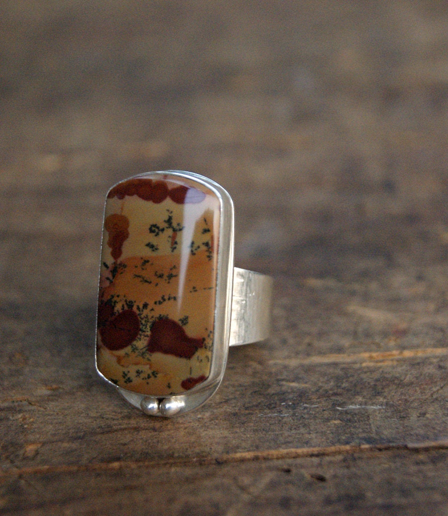 Painted Desert, an Owyhee Flower Jasper cocktail ring