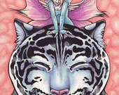 4x6 inch Unlimited Print Faerie Hugs: White Tiger