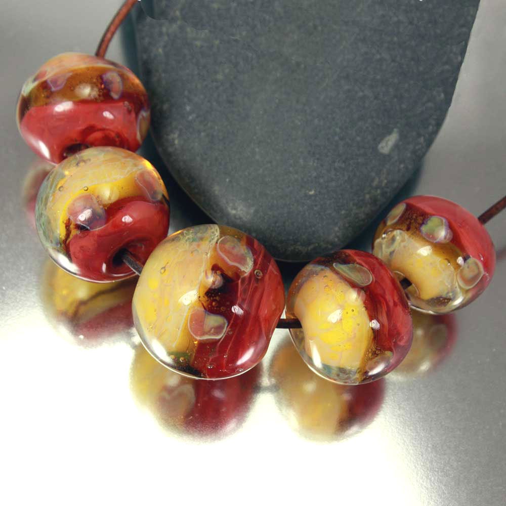 Lampwork Boro Glass Bead Set, Tangerine Tango Pantone