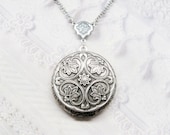 Silver Locket Necklace - Silver FLOWER LOCKET - Celtic Design - ORIGINAL Jewelry by BirdzNbeez - Wedding Birthday Bridesmaids Gift