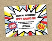Super hero birthday party invitation - comic book