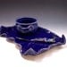 Pottery Dip Cup with Jeweled Spreader and Matching Cheese Tray in Royal Blue