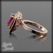 Pink Tourmaline, Pink Sapphire and Diamond Ring - Pear-Shaped Double Halo - LS412