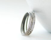 Metalwork Rings, Hammered Rings, Sterling Silver Rings, Skinny Rings, Stacking Rings, Rustic Rings, Set of 4, Size 6.5, Ready to Ship