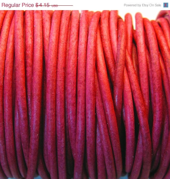 On Sale 3.5 yards 1.5mm Leather Cord USA cord, natural cyclamen hot pink