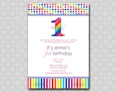 Rainbow Birthday Invitation - boy-girl- Digital Printable Birthday 5x7 Invite Il_170x135