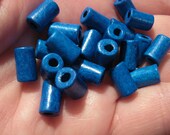 10  AZURE Greek Ceramic Beads Small Tube 6x10mm Barrels