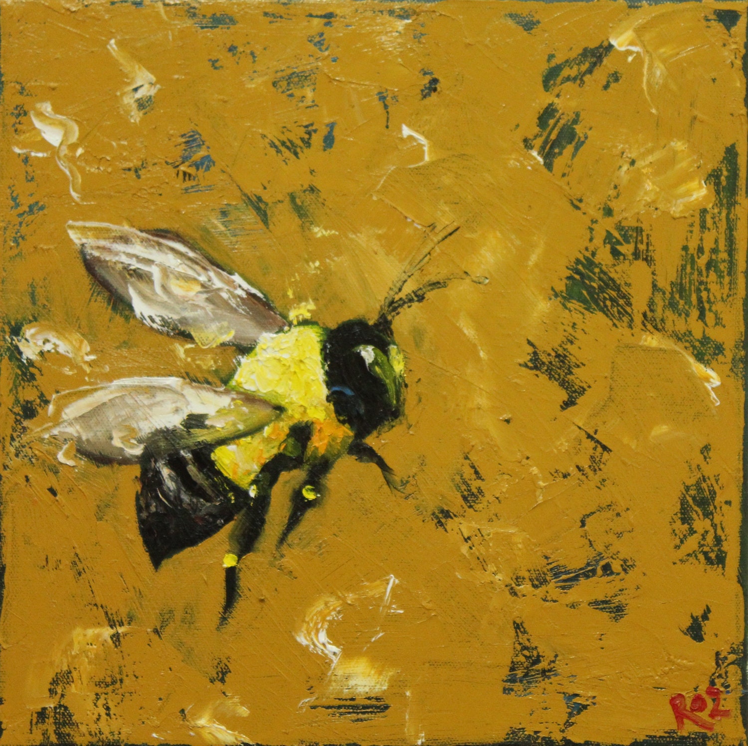Print Bee 223 20x20 inch Print from oil painting by Roz