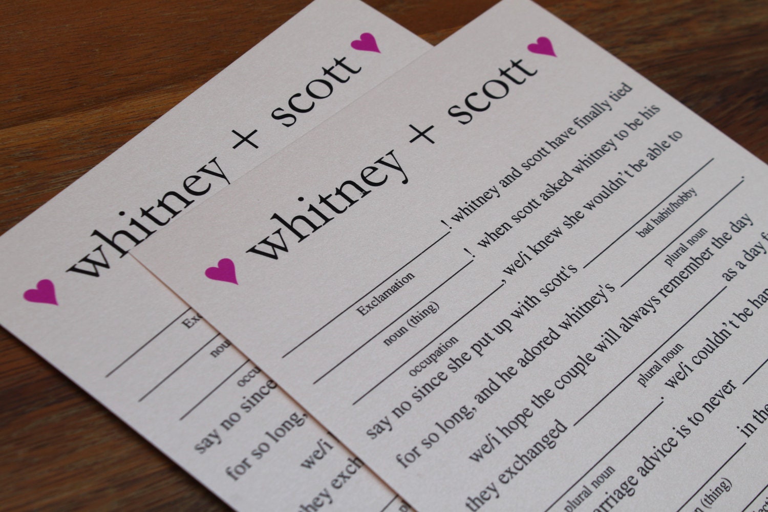 Marriage Advice for the Bride and Groom / Wedding Ad-Lib, Guest Book Alternative, Bridal Shower Game - Set of 25