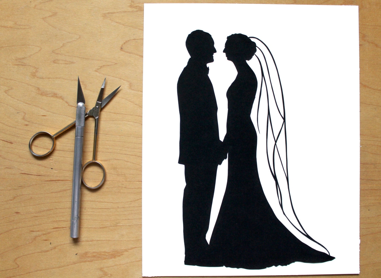 Custom Couple Silhouette Portrait Papercutting