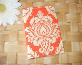 Fabric Passport Cover with Orange Damask